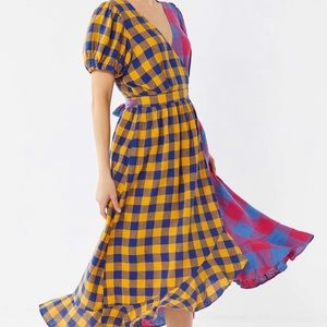 Urban Outfitters | NWOT Plaid Wrap Dress Ruffles